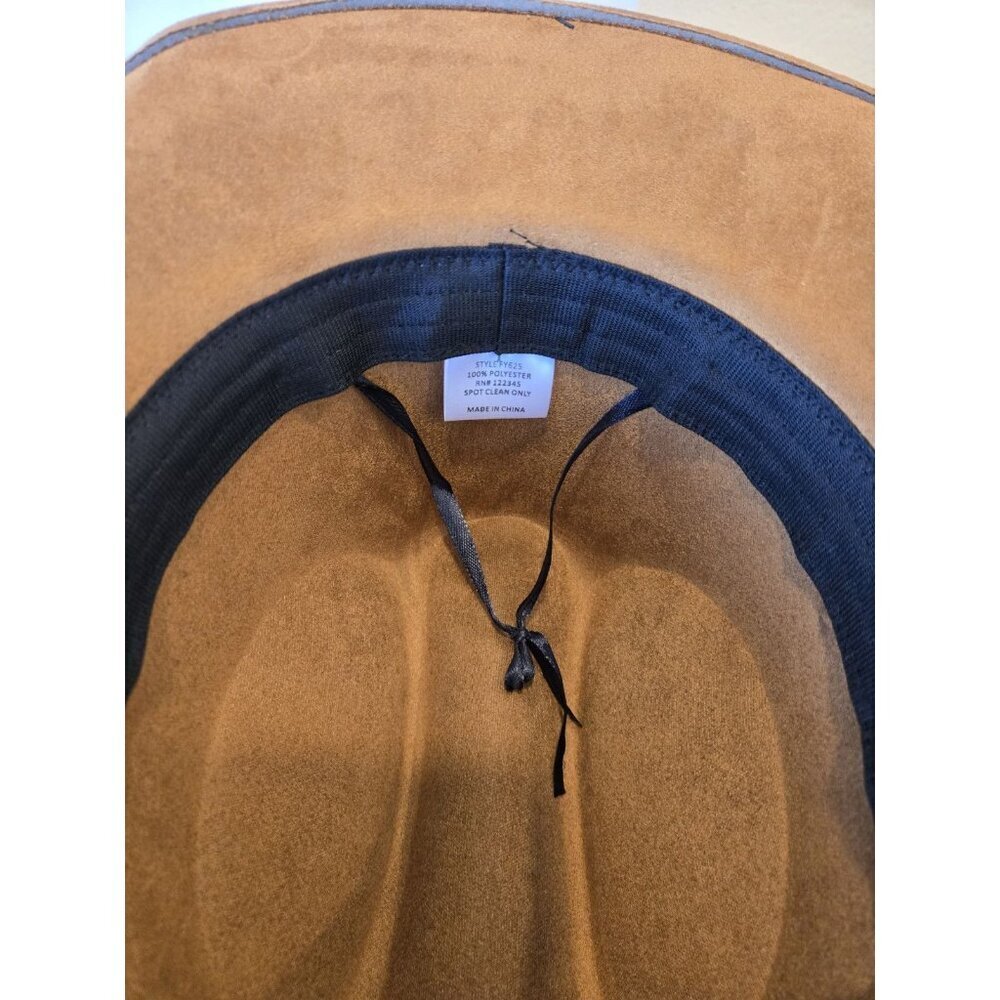 New Brown Cowboy Cowgirl Hat Western Style Bull Pendant Strap Men Women Retro - Picture 7 of 9